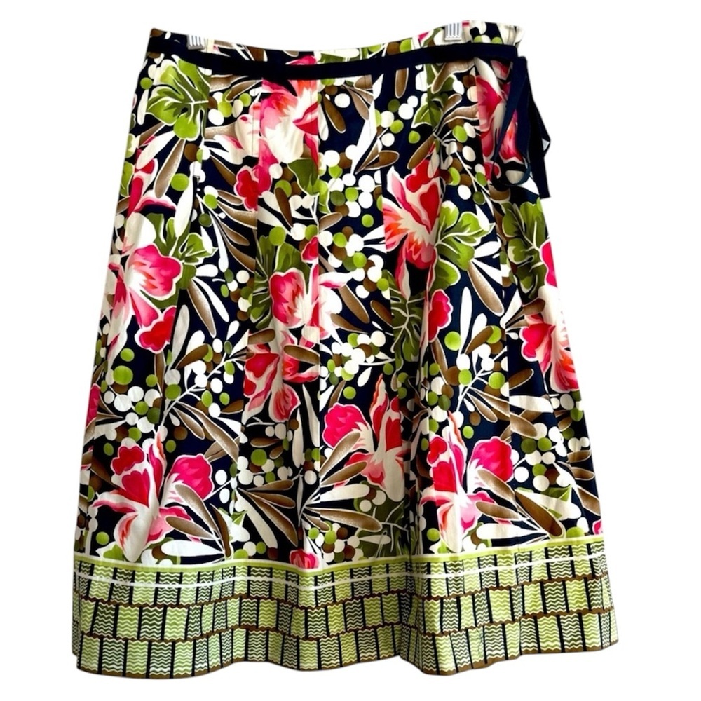 Talbots Floral Colorful Pleated A Line Midi‎ Lined Zip Skirt Women’s 10 Petite